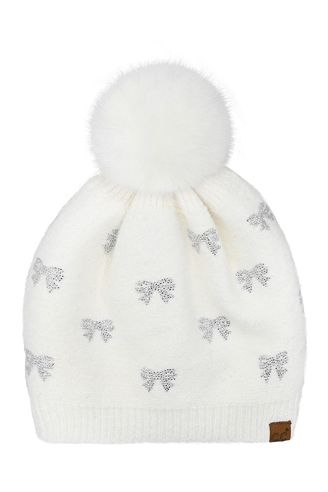 Mini Bow Rhinestone Beanie