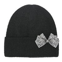 Rhinestone Bow Cuff Beanie