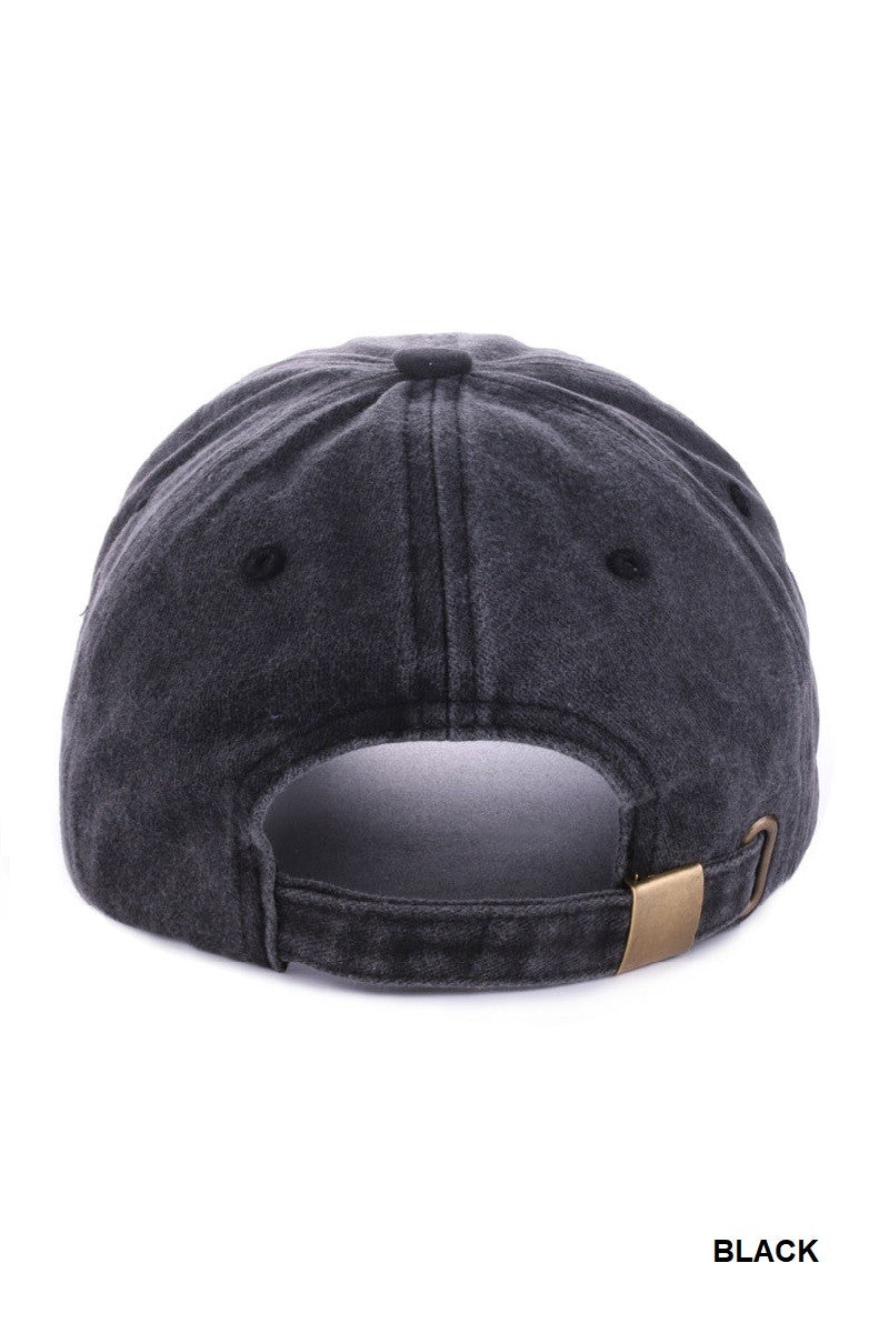 Cherry Embroidered Cotton Washed Hat