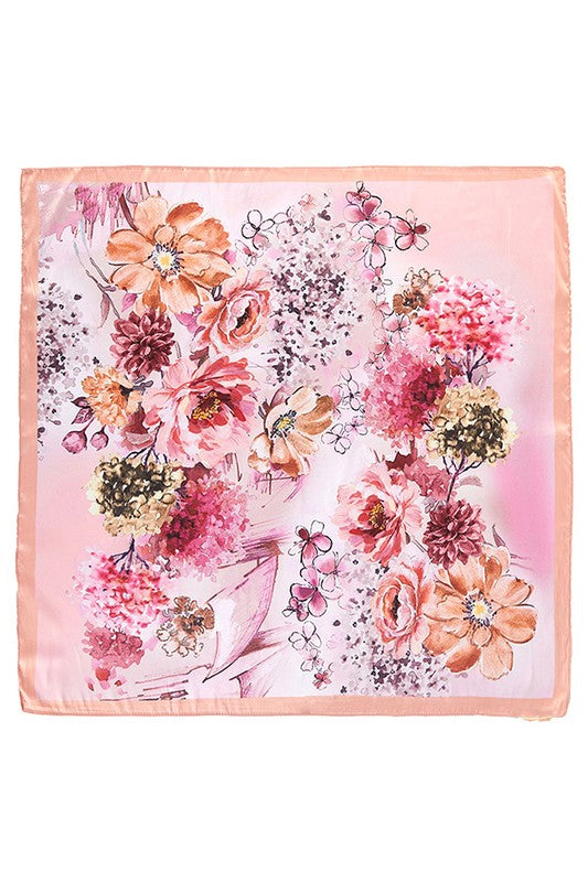 Floral Print Satin Bandana