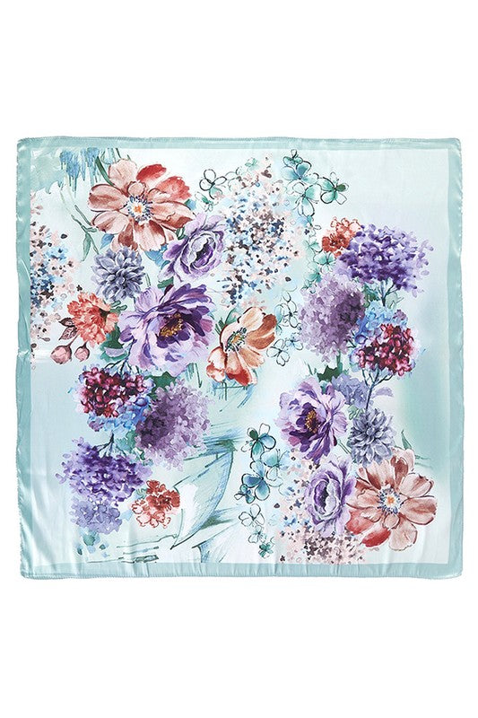 Floral Print Satin Bandana