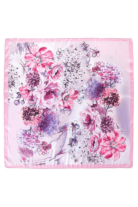Floral Print Satin Bandana