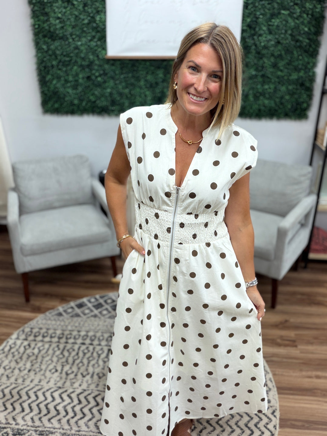The Cocoa Dot Midi Dress