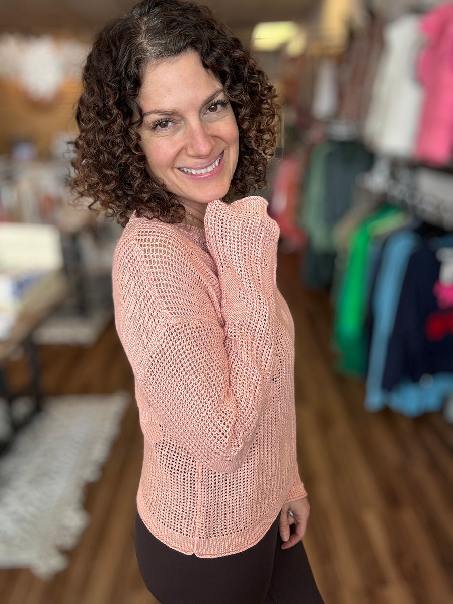 The Breezy Bloom Openwork Sweater - Peach