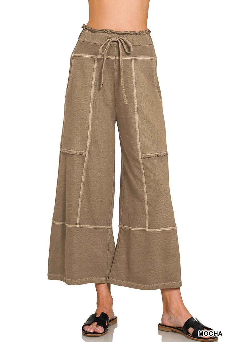 Washed Terry Wide Leg Pants