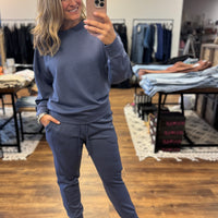 Scuba Crewneck Pullover & Jogger 2-Piece Set - Blue Indigo