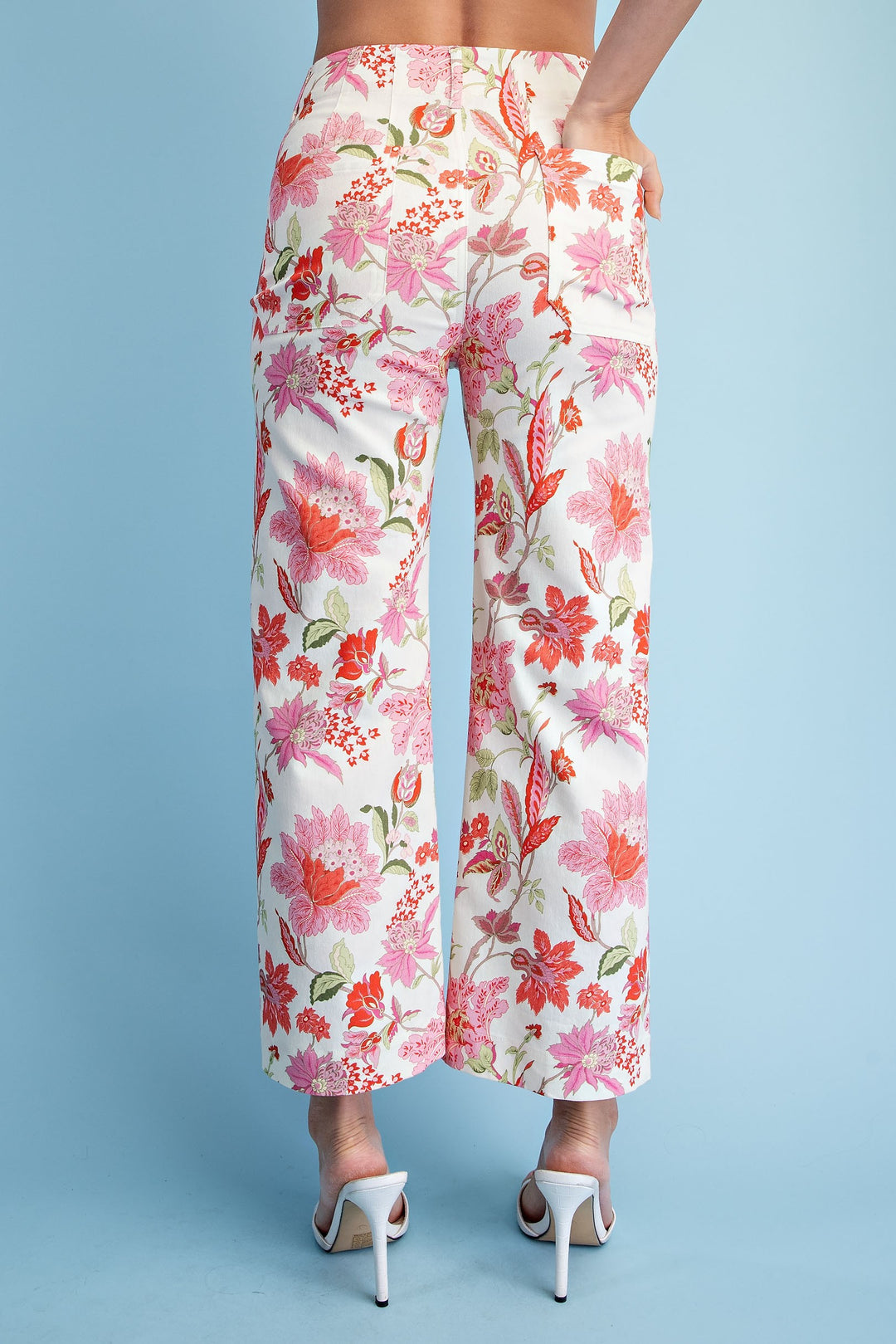 Pink Willow Floral Cropped Pants