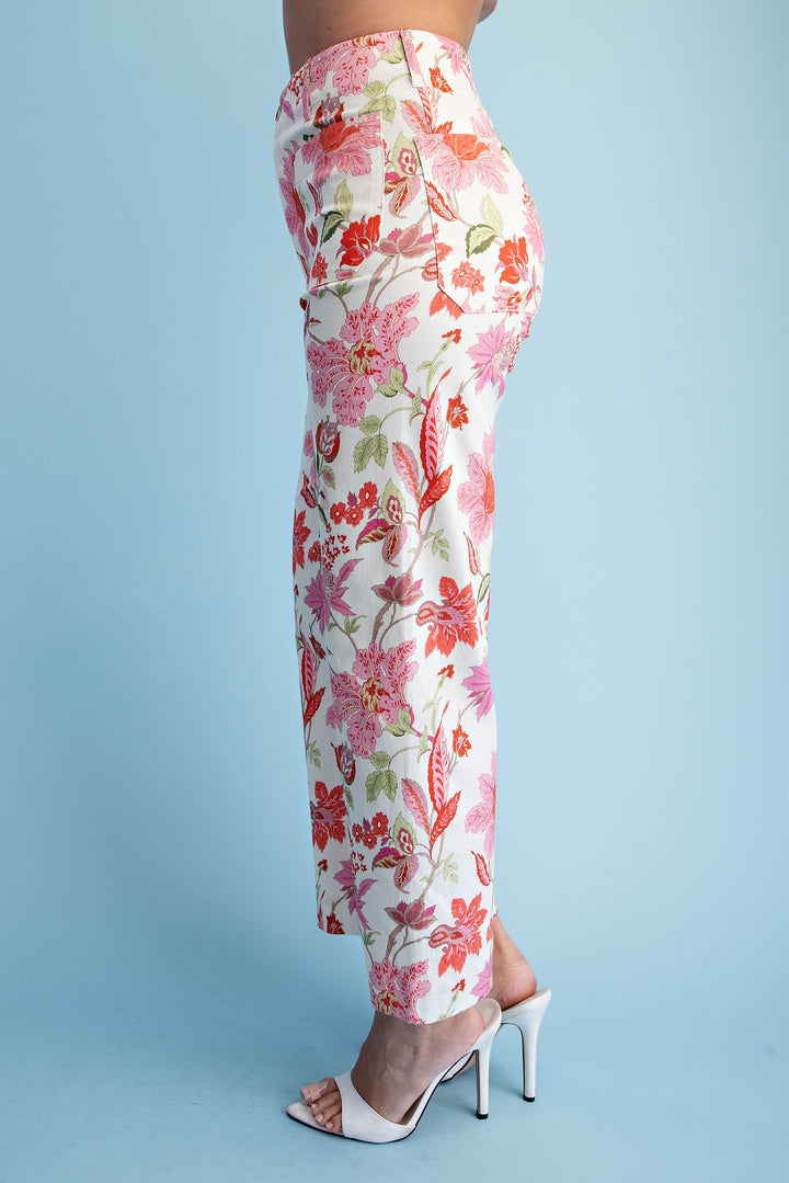 Pink Willow Floral Cropped Pants