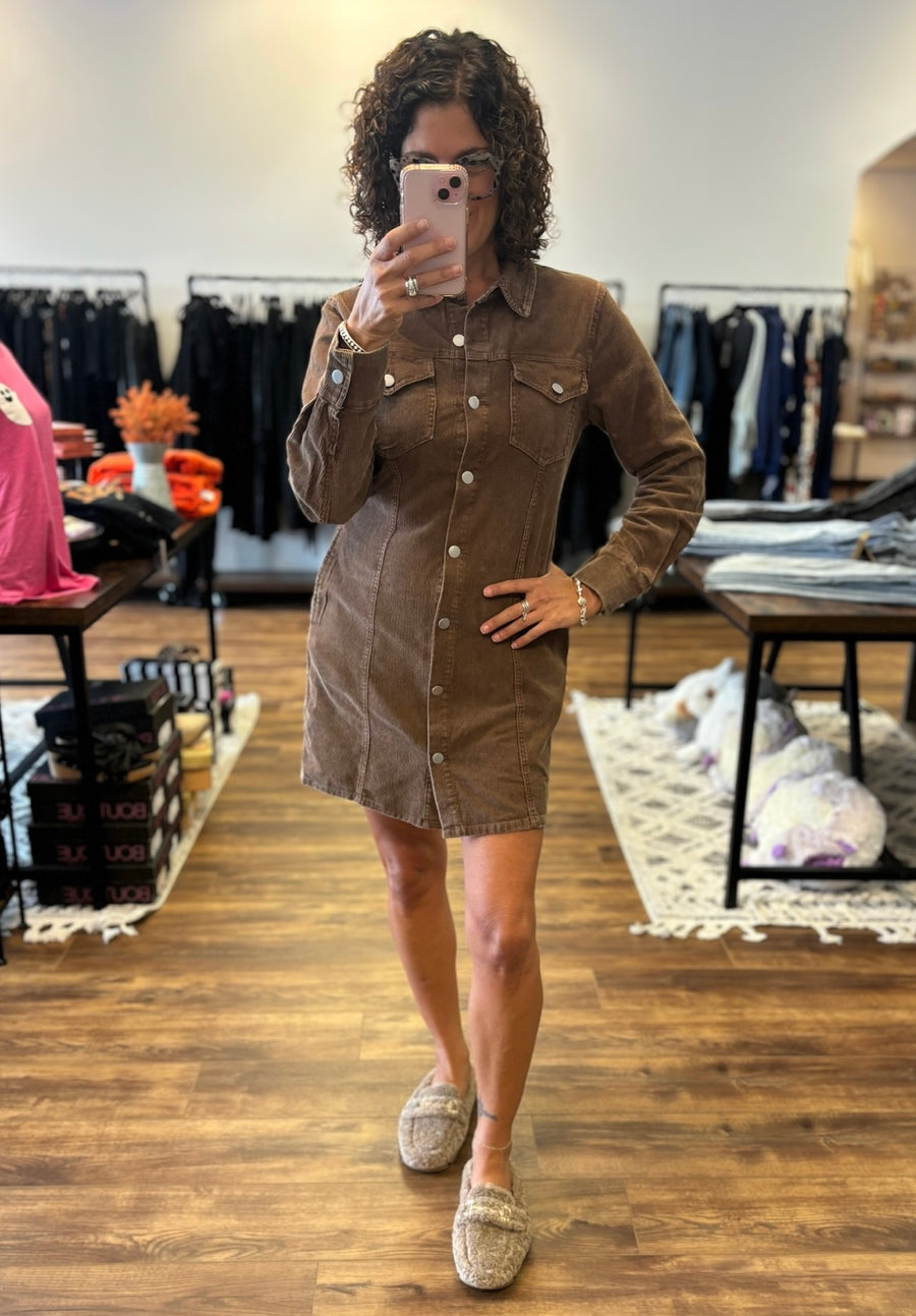 Mikayla - Corduroy Utility Dress