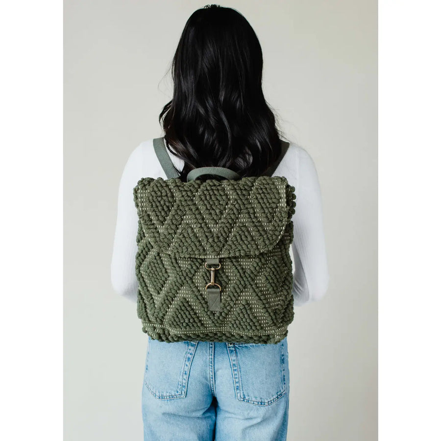 Textured Diamond Backpack - Forest