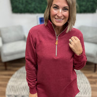 Miley - Vintage Quarter Zip Pullover - Maroon