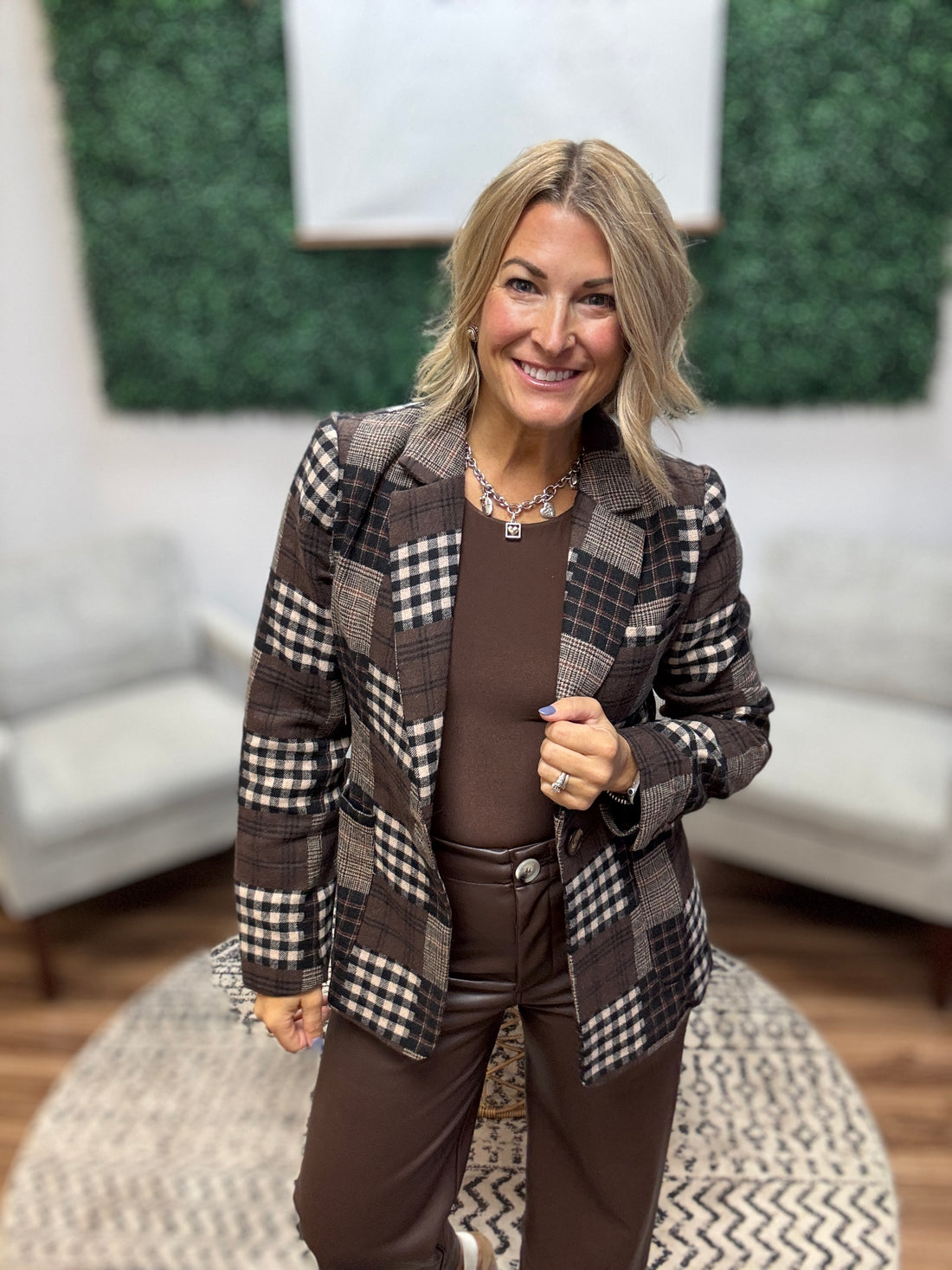 Patchwork Plaid Blazer