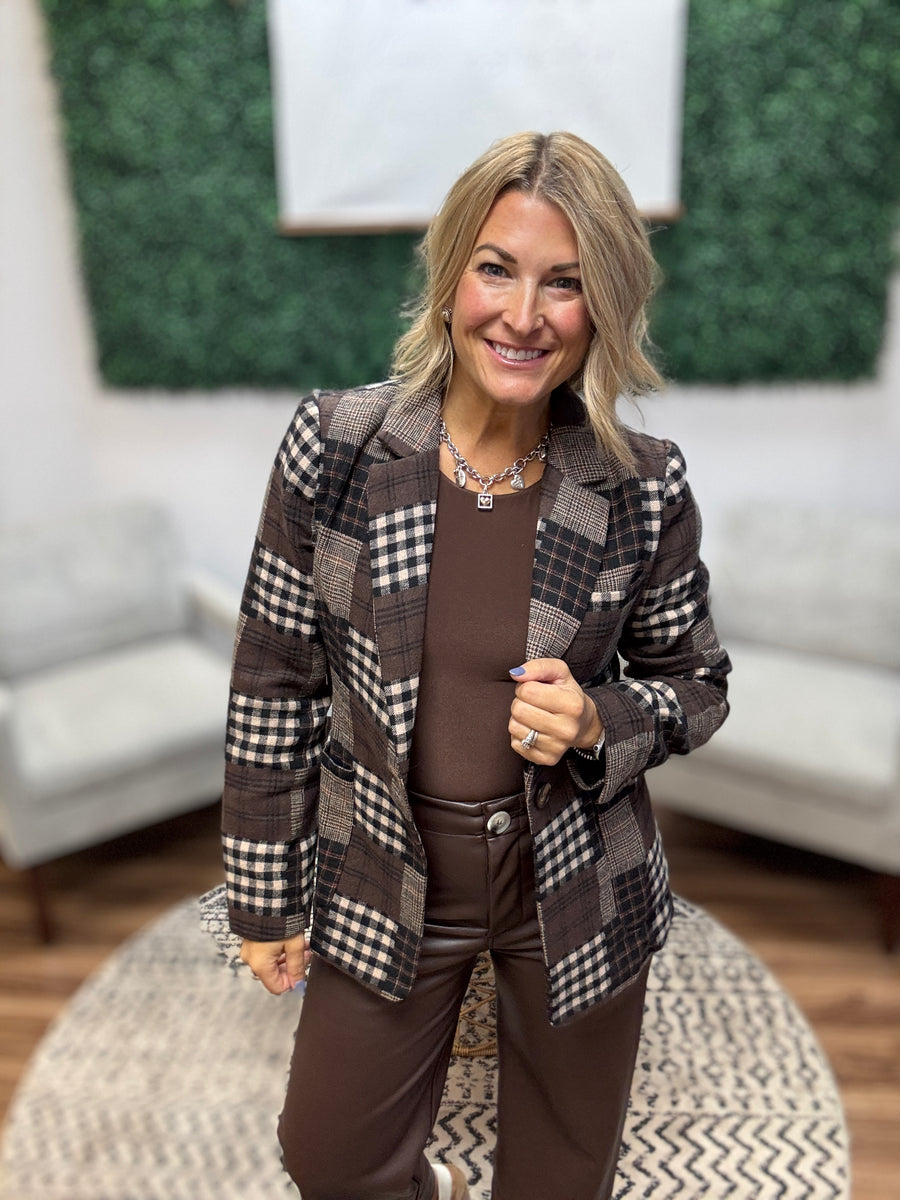 Patchwork Plaid Blazer