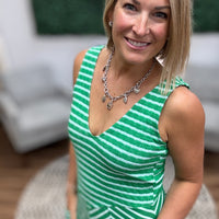 Luciana Striped Tank Dress - Green/White