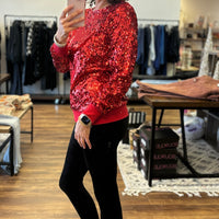 In the Spotlight Sequin Top - Red