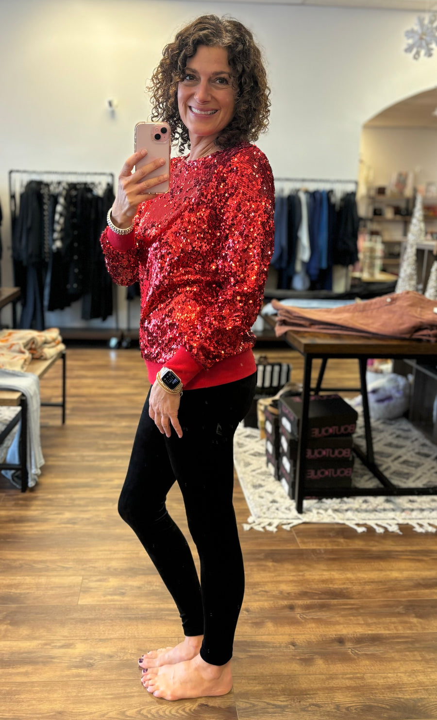 In the Spotlight Sequin Top - Red