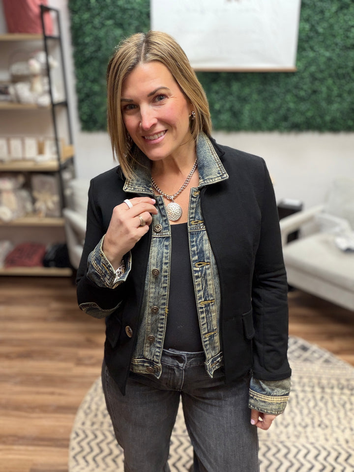 Clarissa - Mixed Media Jacket - Black