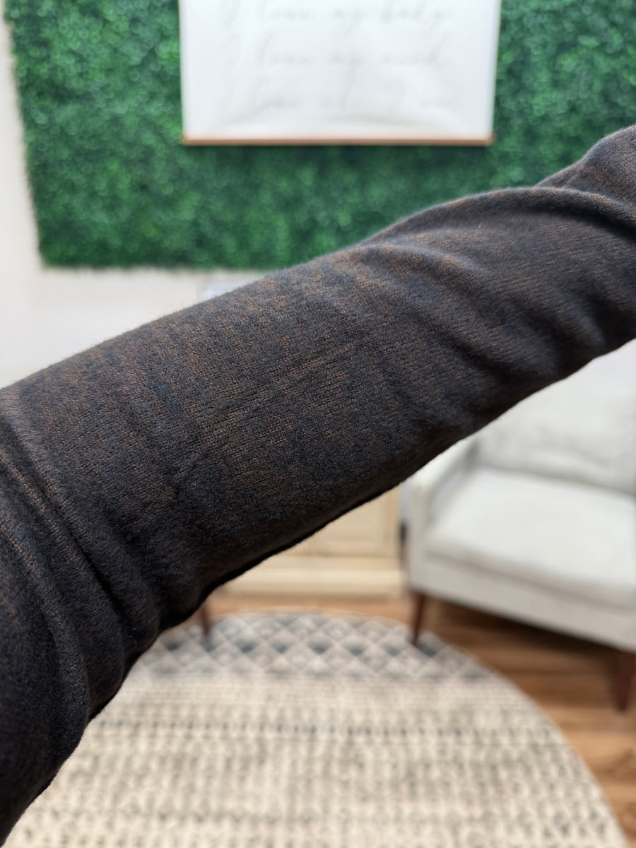 Liverpool - Long Sleeve V-Neck Top w/shirring - Java