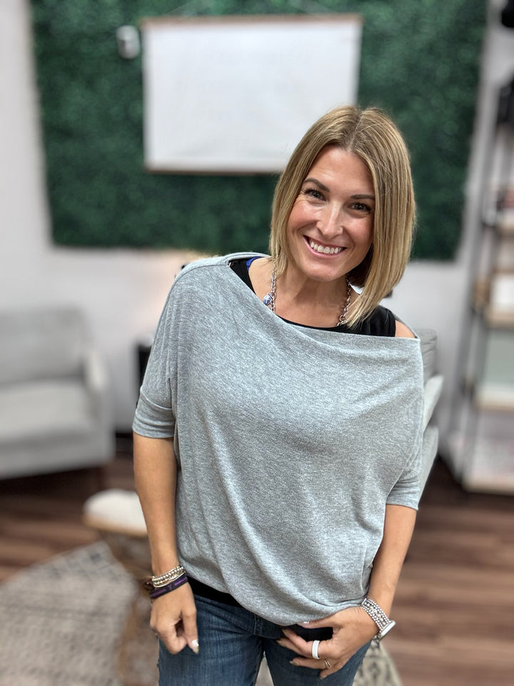 Day to Night Short Sleeve Dolman - Heather Grey