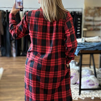 Michelle - Flannel Plaid Longline Shacket