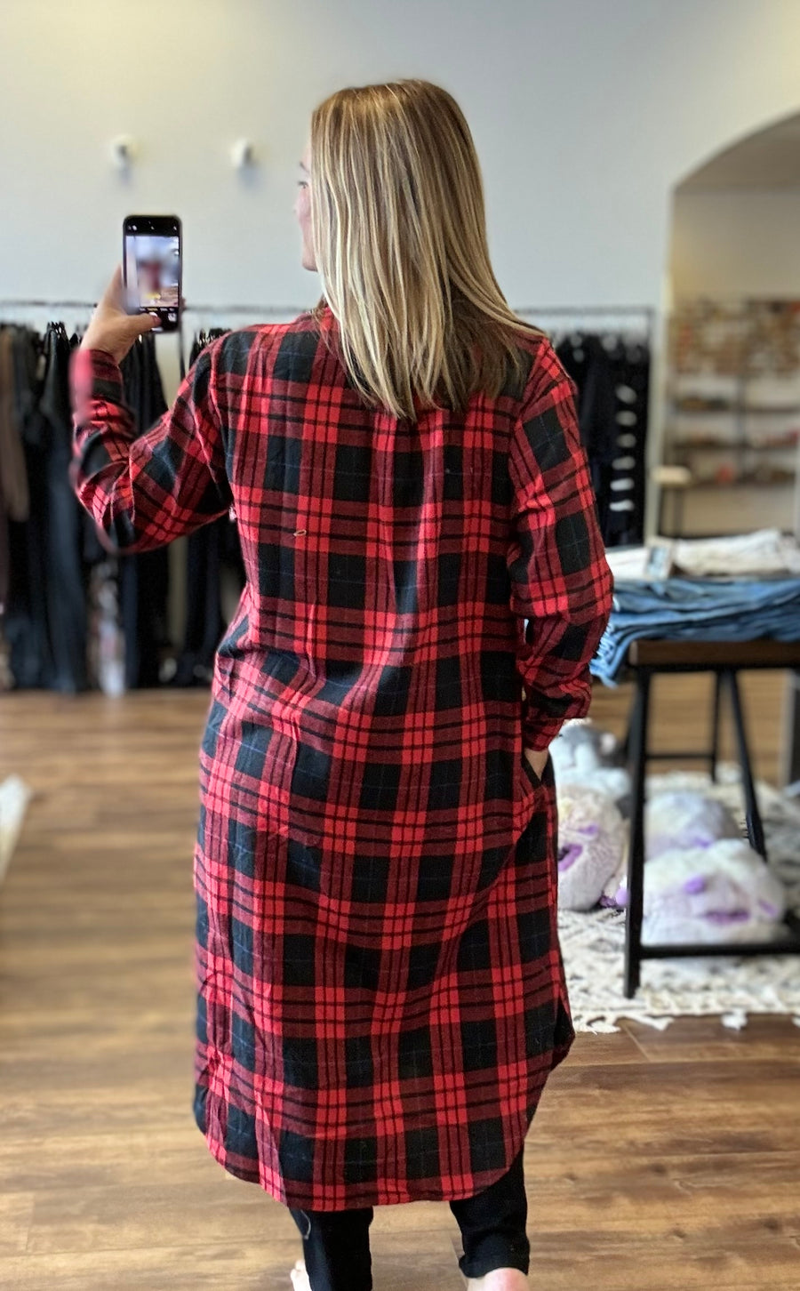 Michelle - Flannel Plaid Longline Shacket