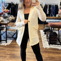 Lola Waffle Knit Cardigan with Thumbholes - Sweet Cream