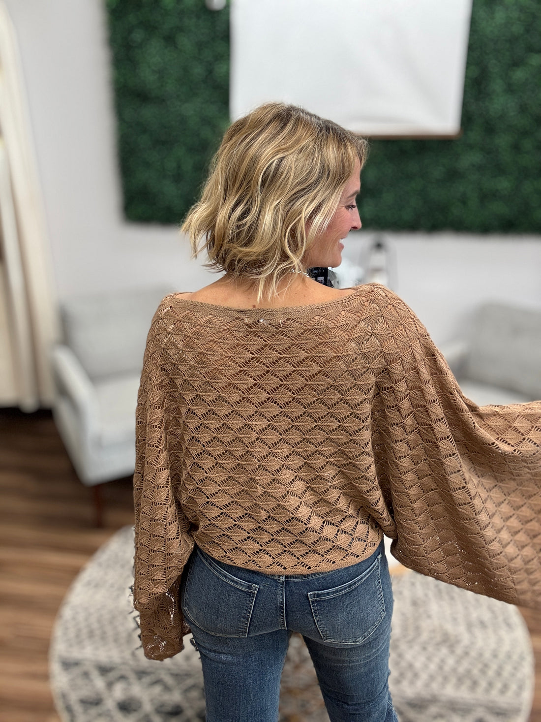 Free Spirit Bell Sleeve Sweater - Brown