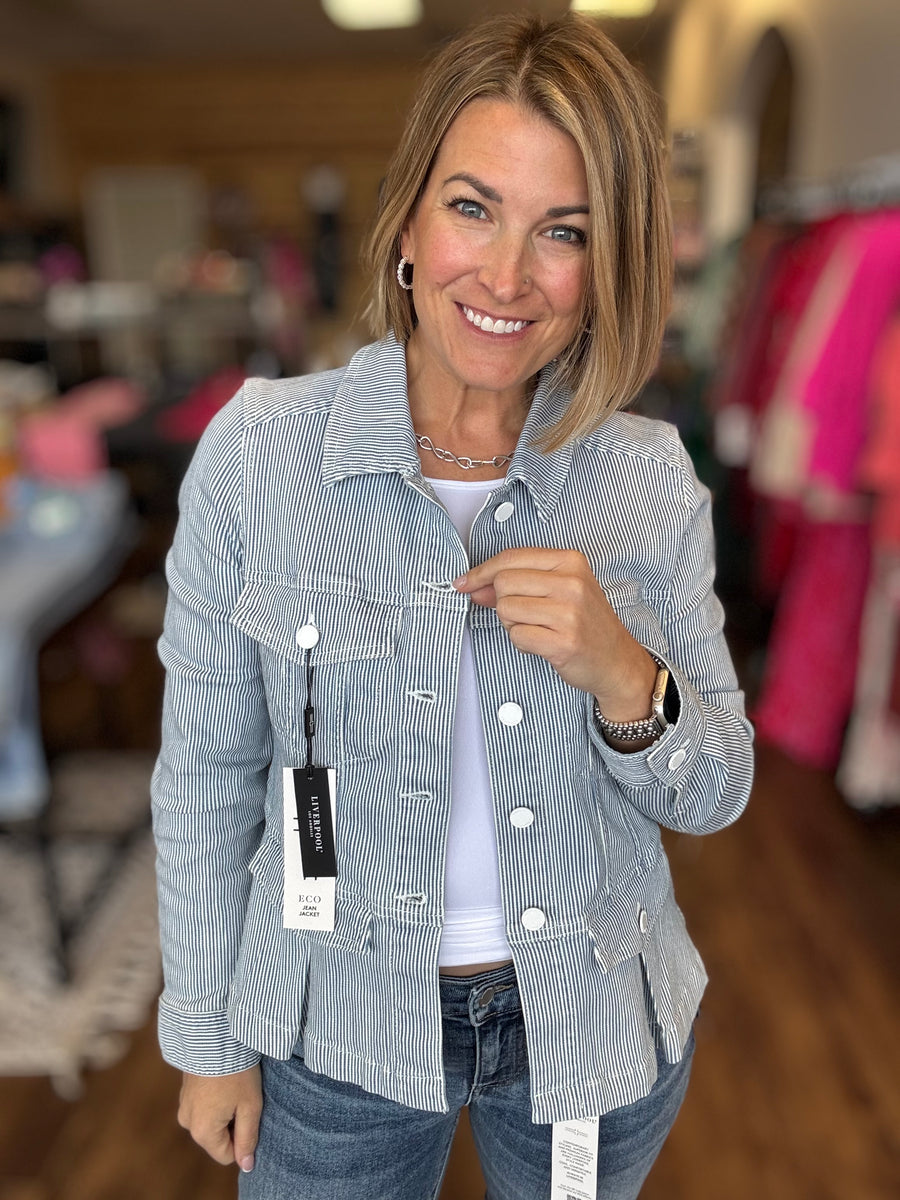 Liverpool - Pinstripe Peplum Jacket