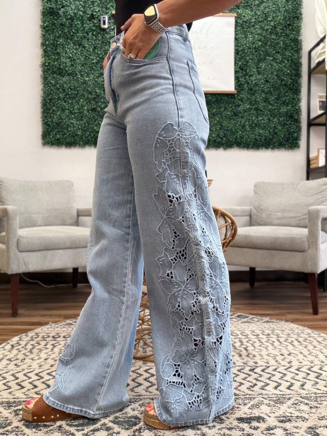 Blakeley - Floral Charm Wide Leg Jeans