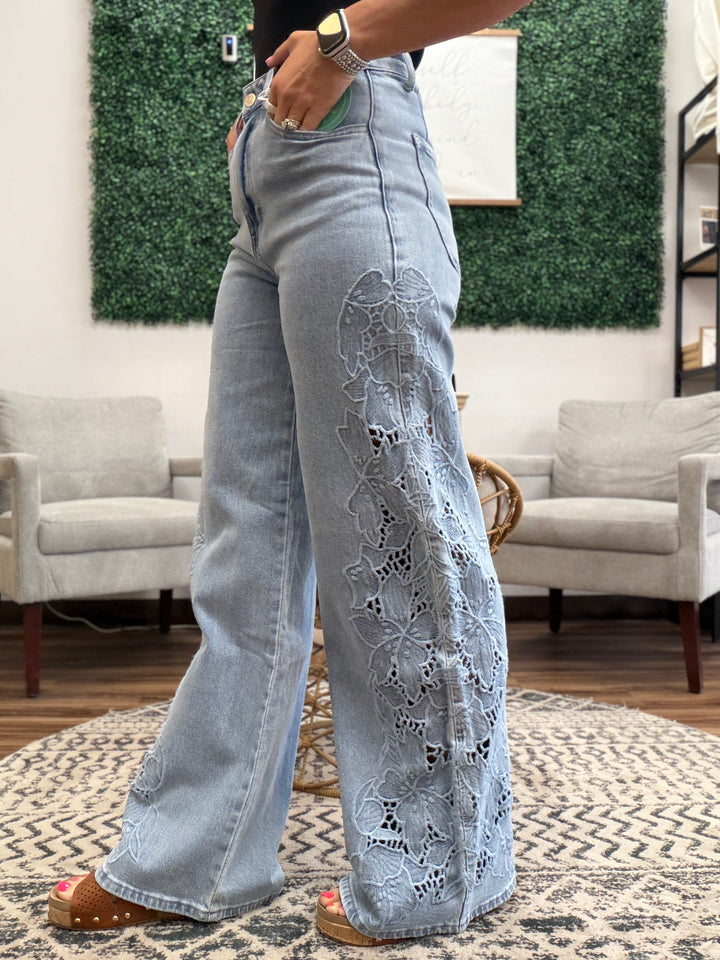 Blakeley - Floral Charm Wide Leg Jeans