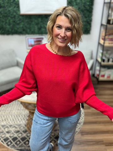 Liverpool - Long Sleeve Boat Neck Dolman Sweater