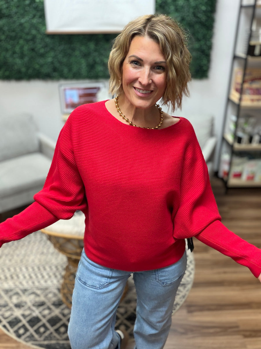 Liverpool - Long Sleeve Boat Neck Dolman Sweater