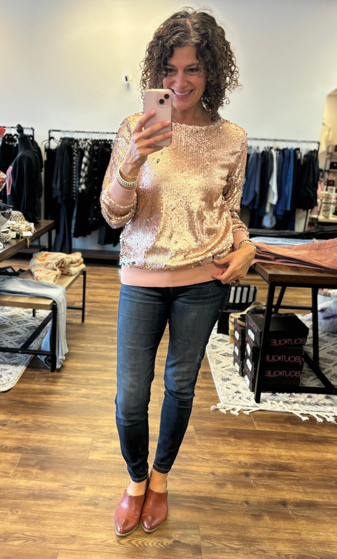 In the Spotlight Sequin Top - Rose Gold