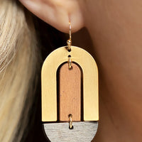 Wood Geo Oval Earrings