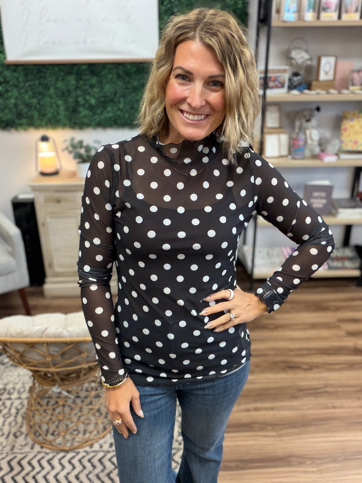 Kate Mesh Top - Polka Dots