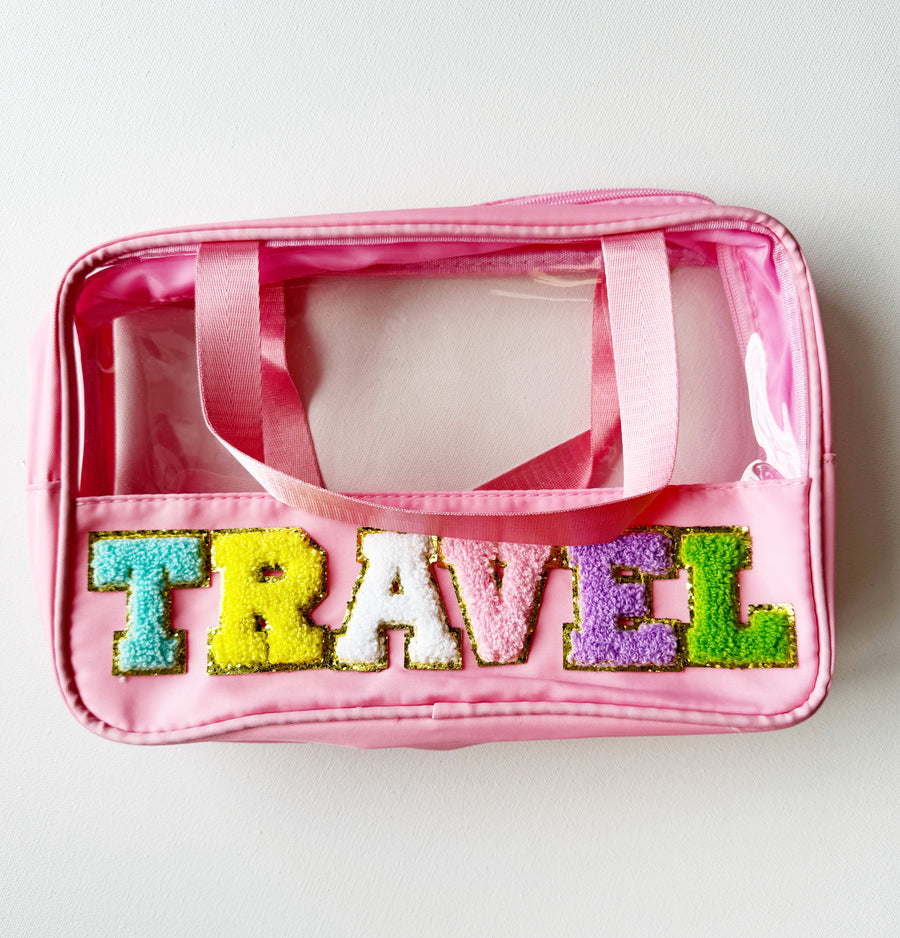 TRAVEL Chenille Letter Clear Bag