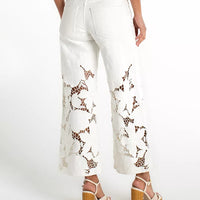 Liverpool - Stride Wide Leg Floral Cut Out Jeans