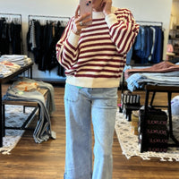 Balloon Sleeve Striped Sweater