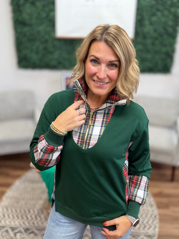 Juniper Plaid Pullover- Green