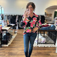 Slip Into Floral Button Up Blouse