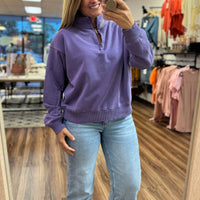 French Terry Pigment Dyed Pullover - Purple