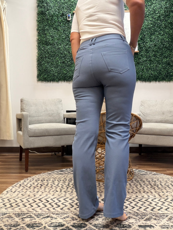 Solid Full Length Work Pants - Dusty Blue