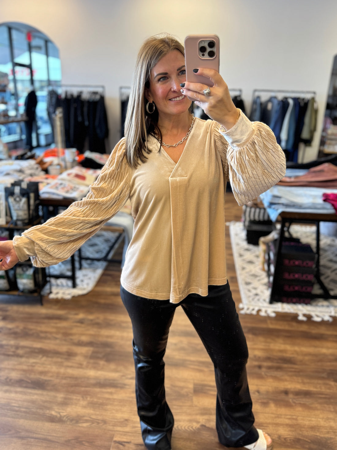 Love Interest Velvet Top - Champagne