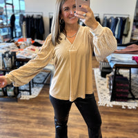 Love Interest Velvet Top - Champagne