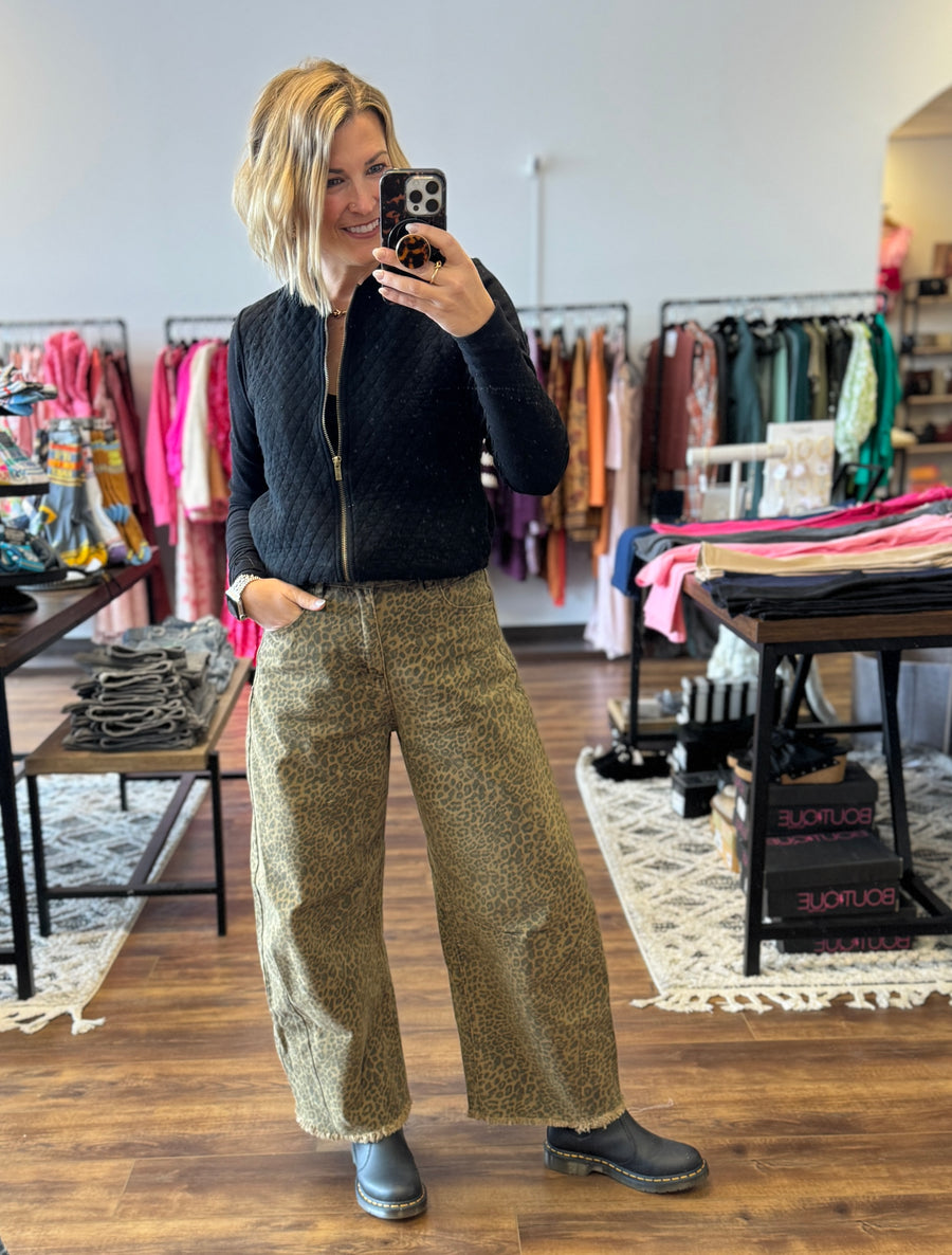 Cheetah Print Barrel Jeans