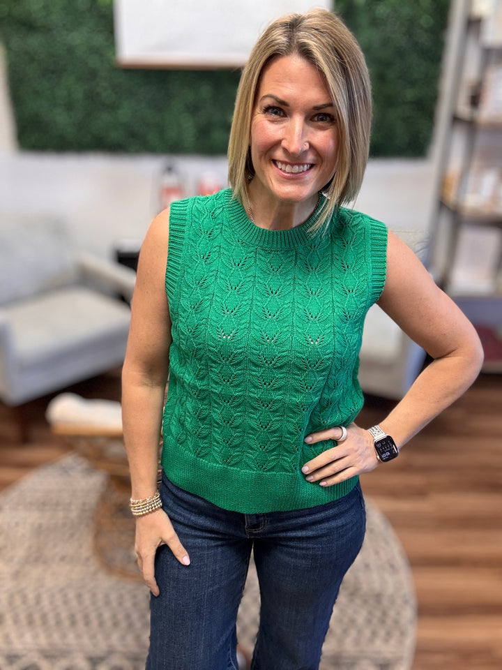 Fresh Start Knit Sweater Vest - Green