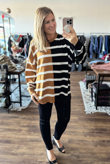 Parker Striped Sweater - Tan