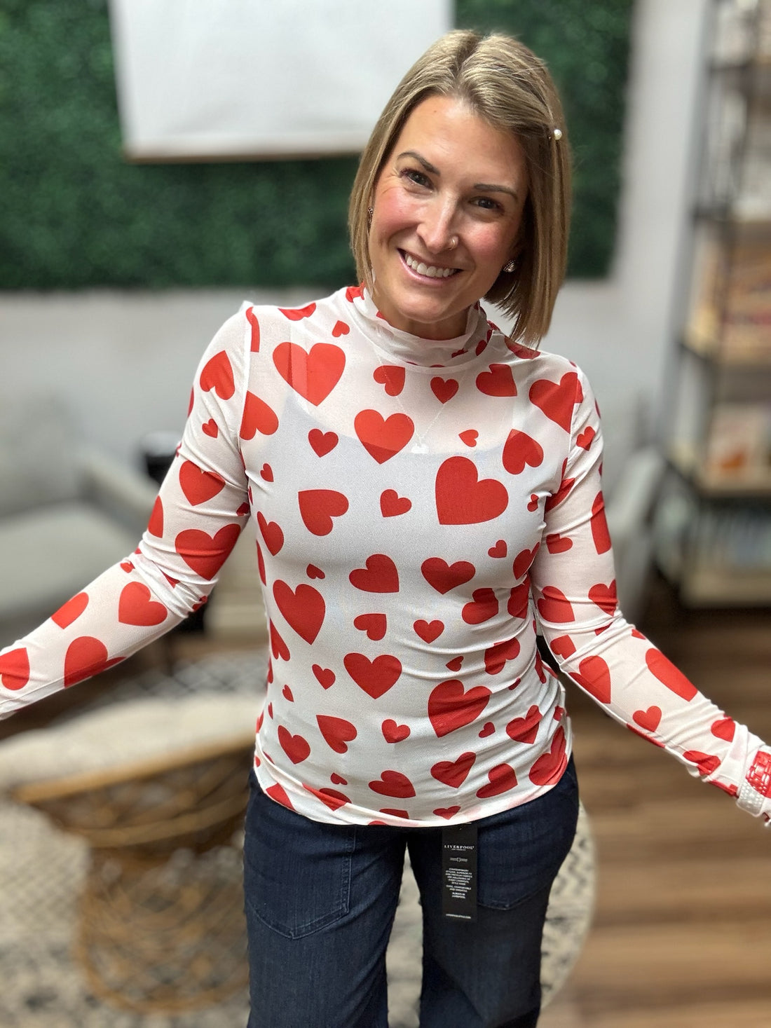 Keigan Mesh Top - Valentine Hearts