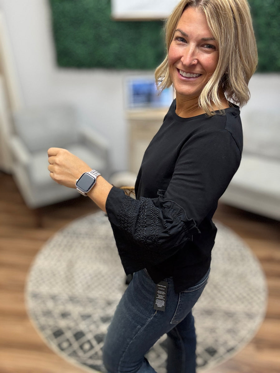 Liverpool - Embroidered 3/4 Bell Sleeve Top