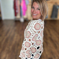 Boho Floral Crochet Sweater